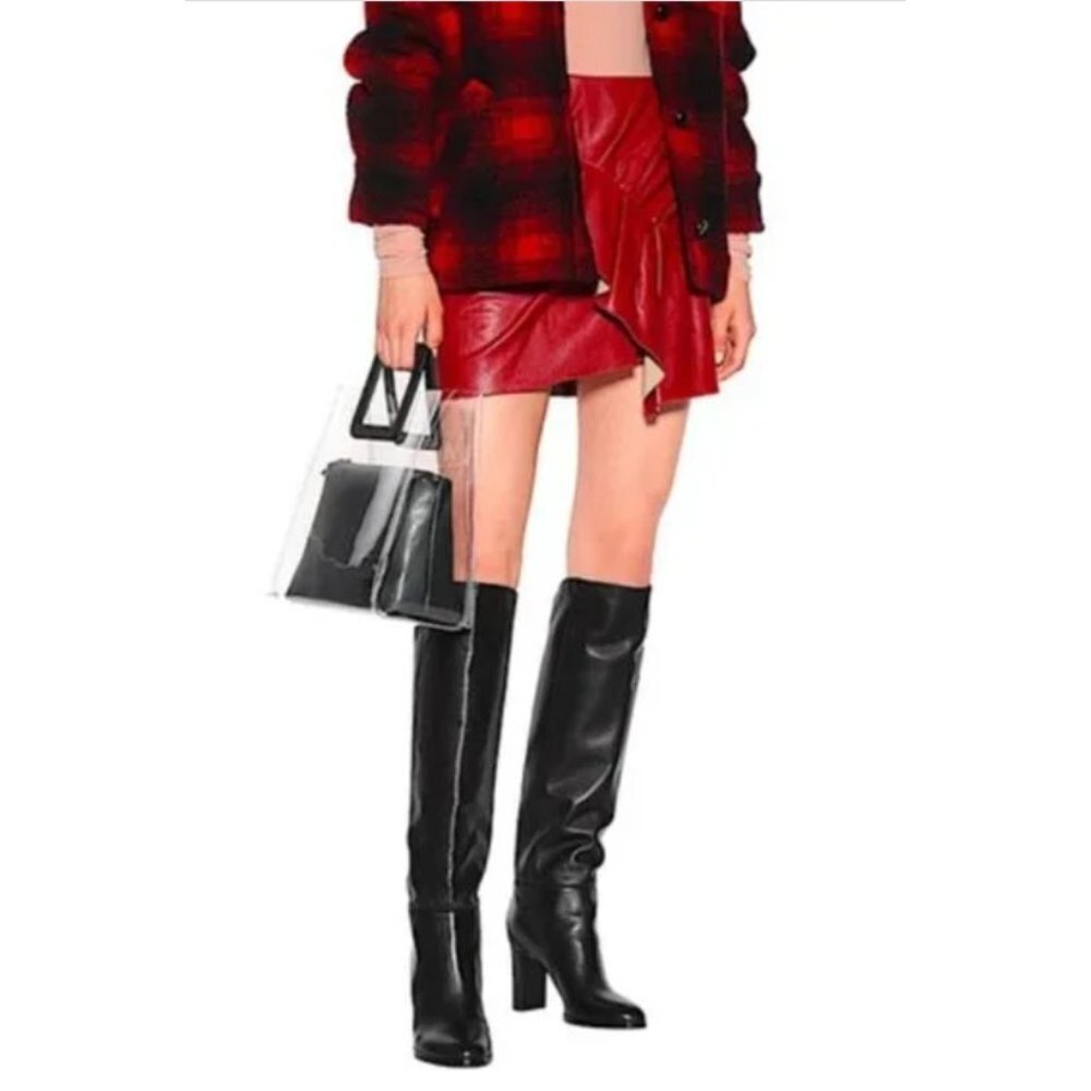 NIB Jimmy Choo Madalie 80 Black Leather Solid Knee High Boots Size 36